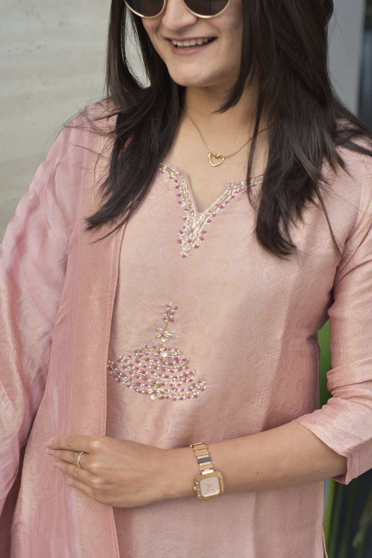 GLASS TISSHUE KANJIVARAM SILK KURTI PANT DUPATTA SET