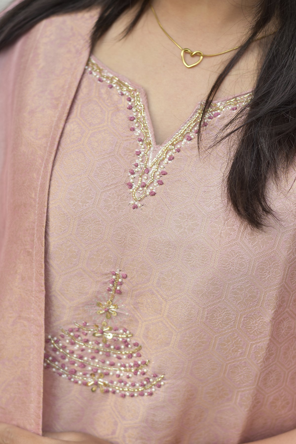 GLASS TISSHUE KANJIVARAM SILK KURTI PANT DUPATTA SET