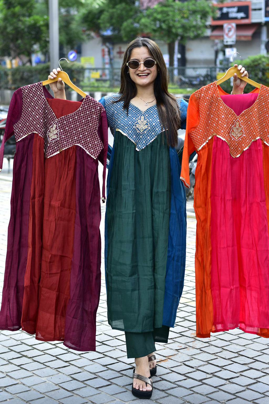 MAL CHANDERI SILK FLARED KURTI
