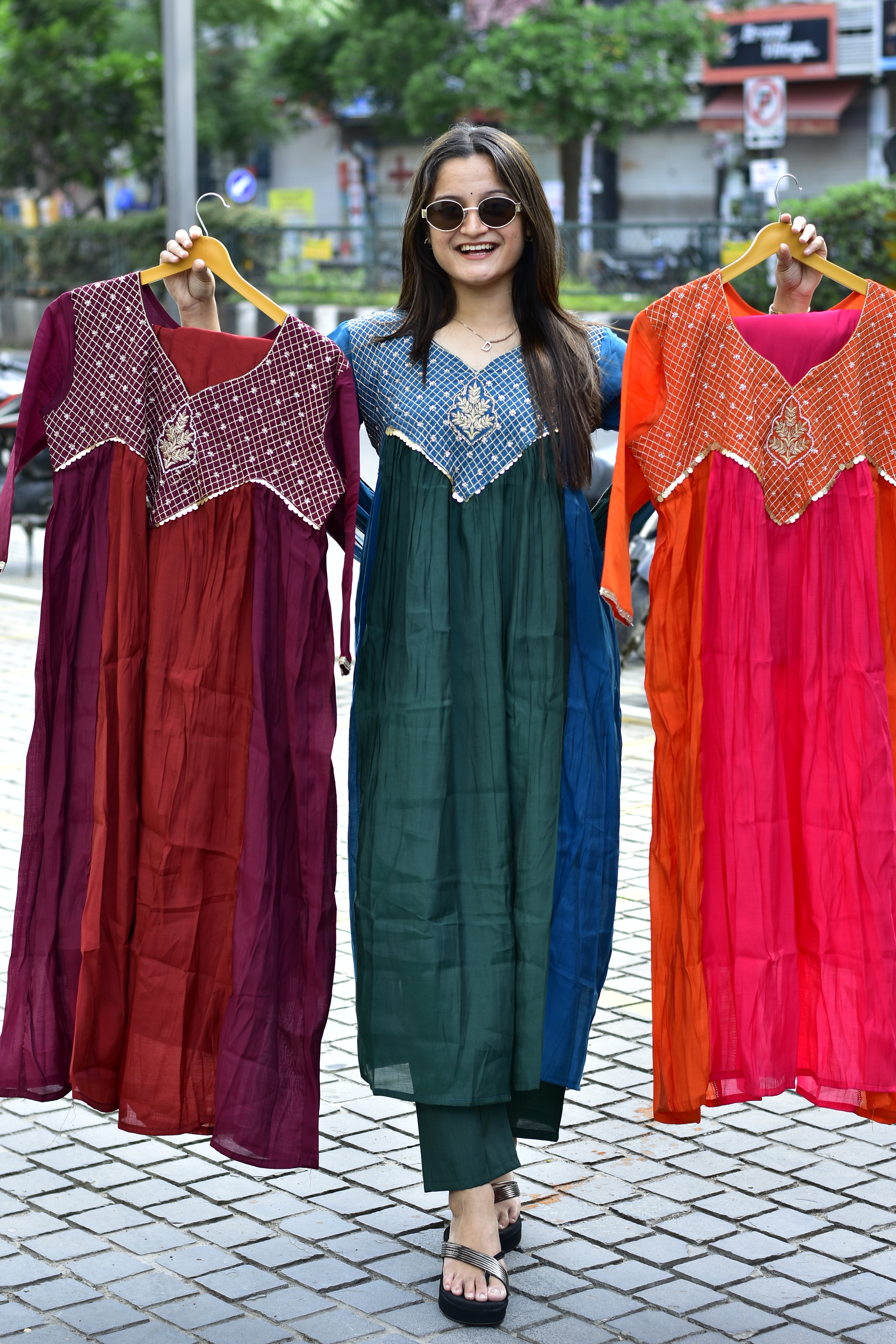 MAL CHANDERI SILK FLARED KURTI