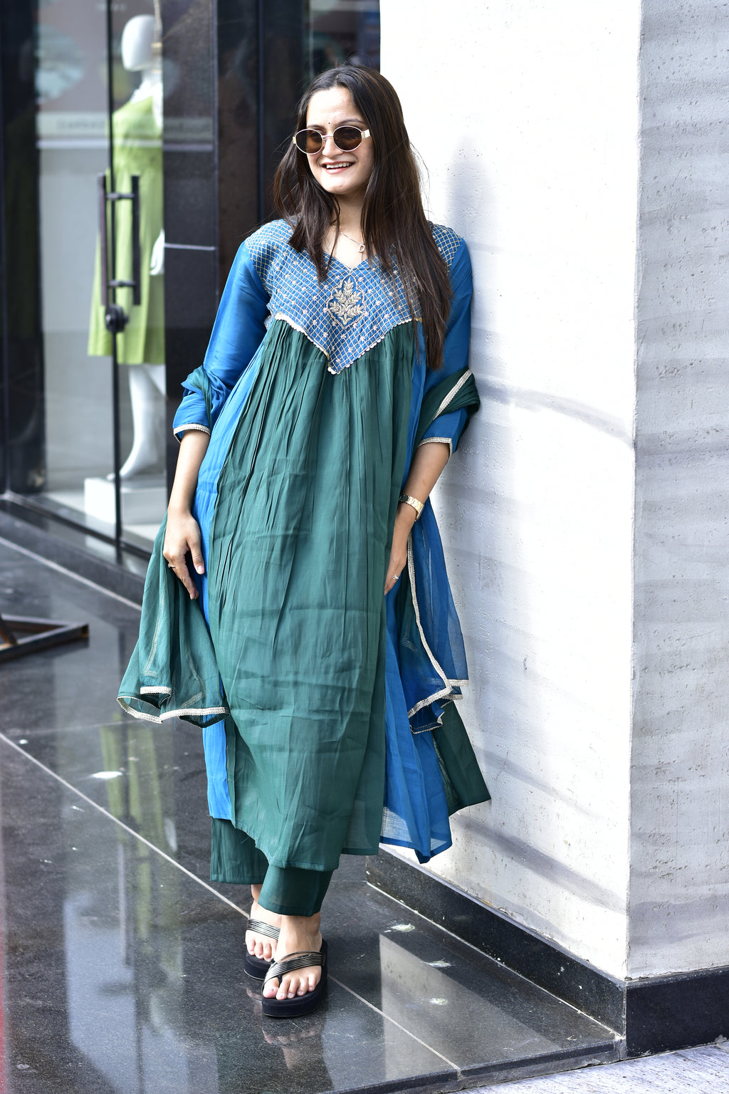 MAL CHANDERI SILK FLARED KURTI