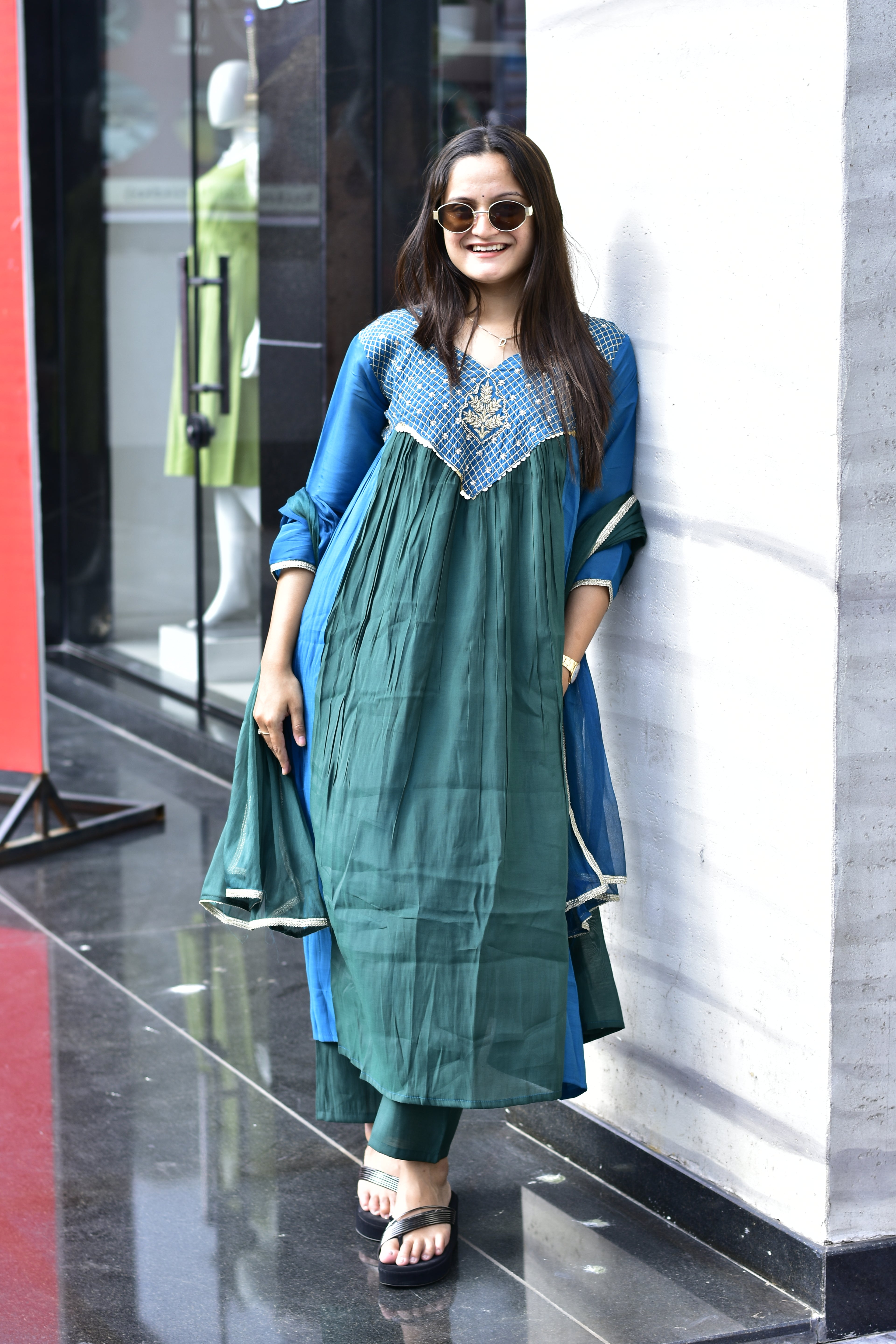 MAL CHANDERI SILK FLARED KURTI