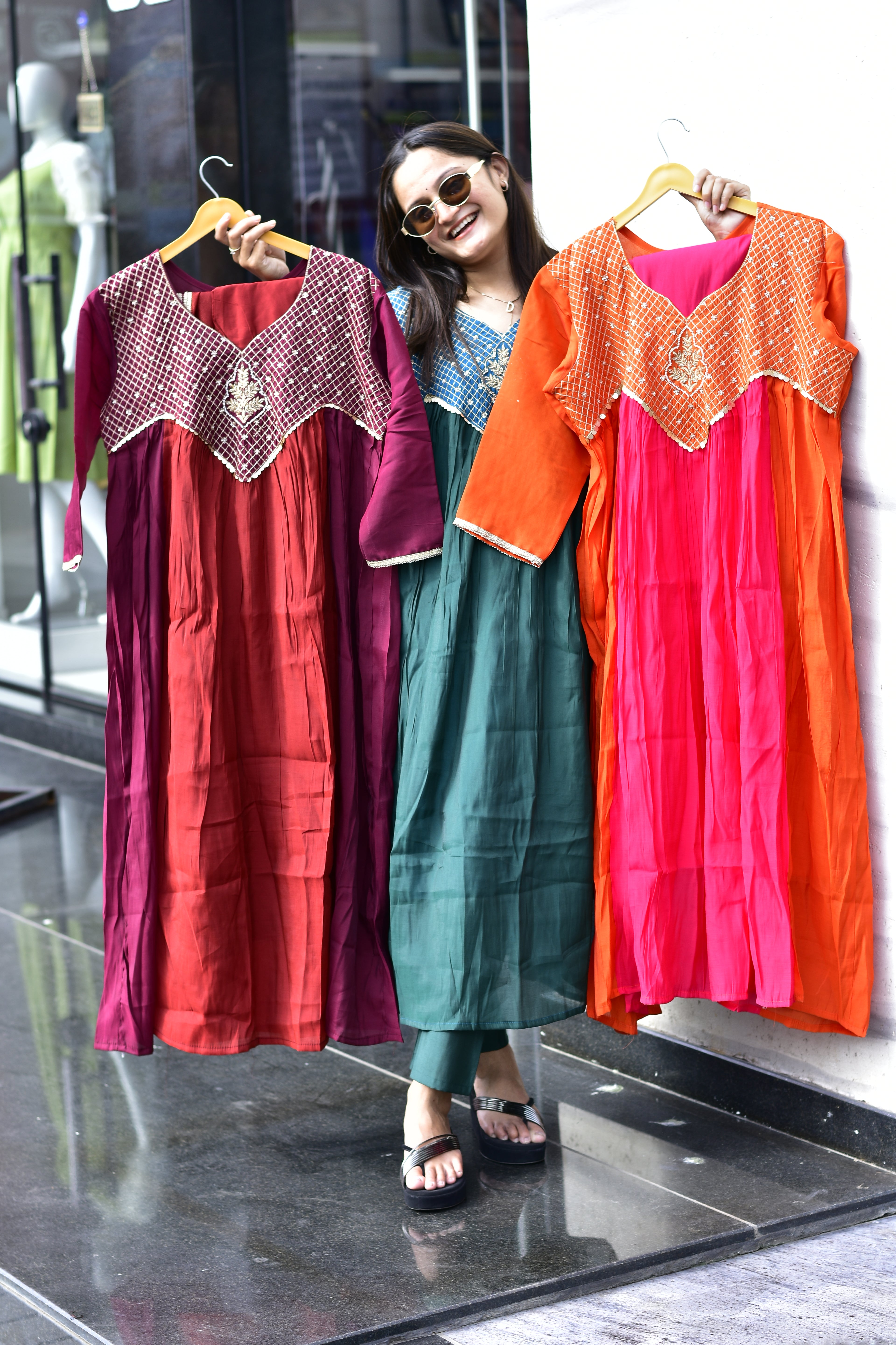 MAL CHANDERI SILK FLARED KURTI