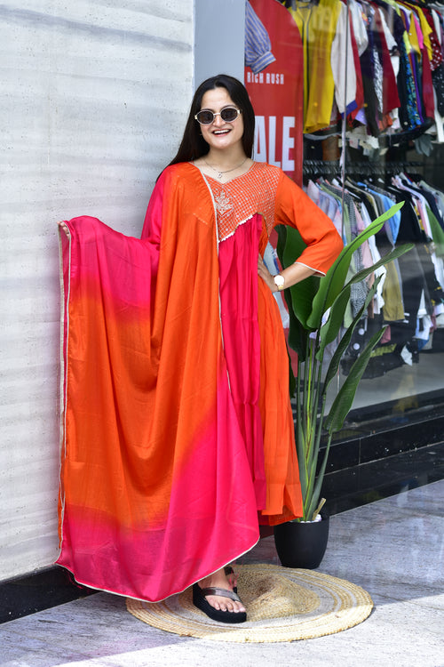 MAL CHANDERI SILK FLARED KURTI