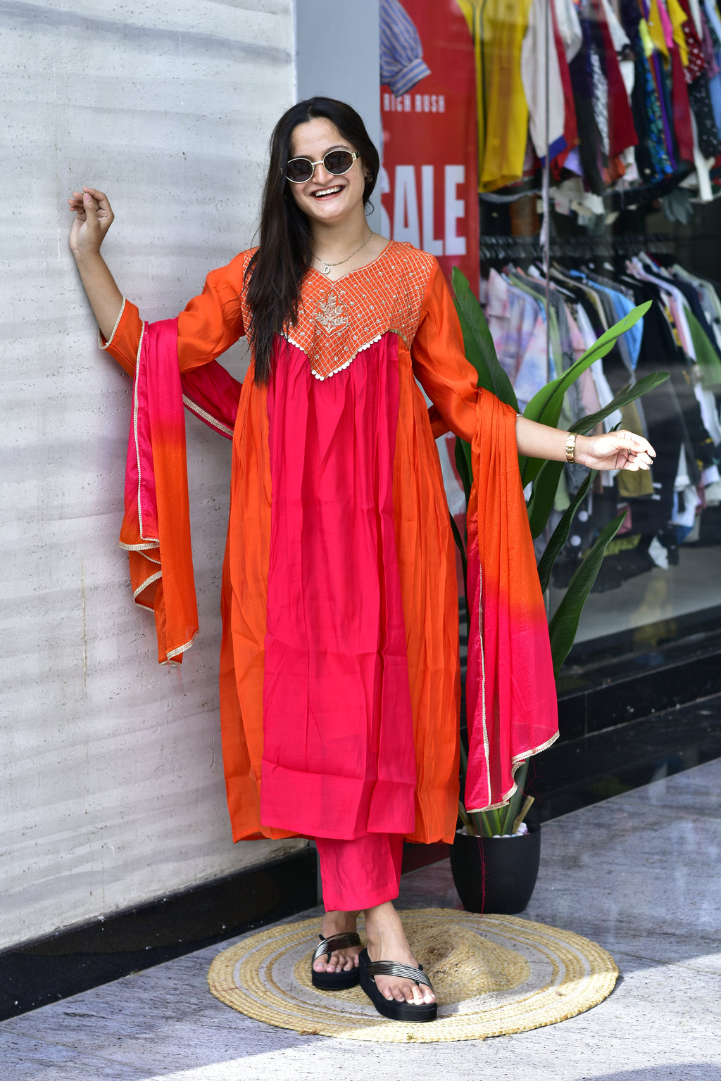 MAL CHANDERI SILK FLARED KURTI