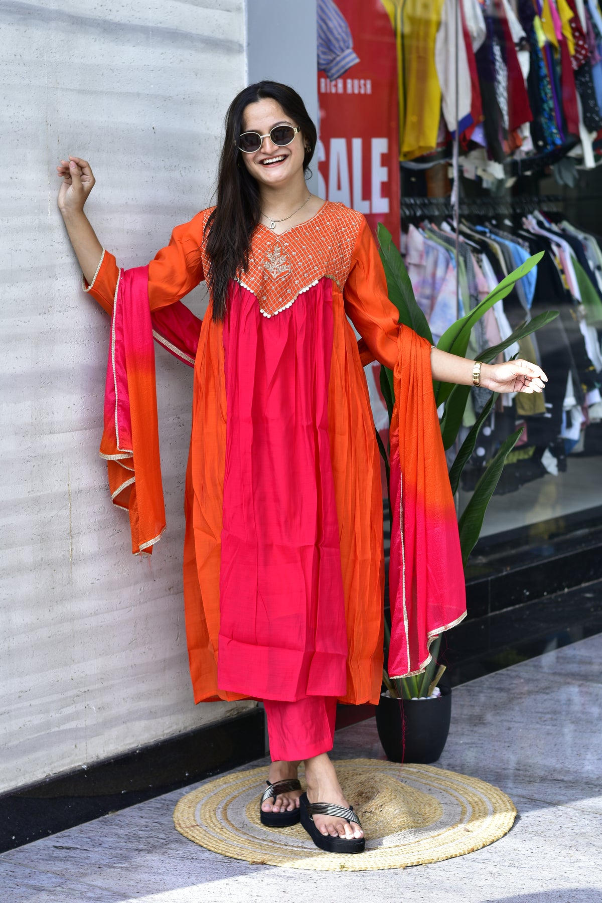 MAL CHANDERI SILK FLARED KURTI