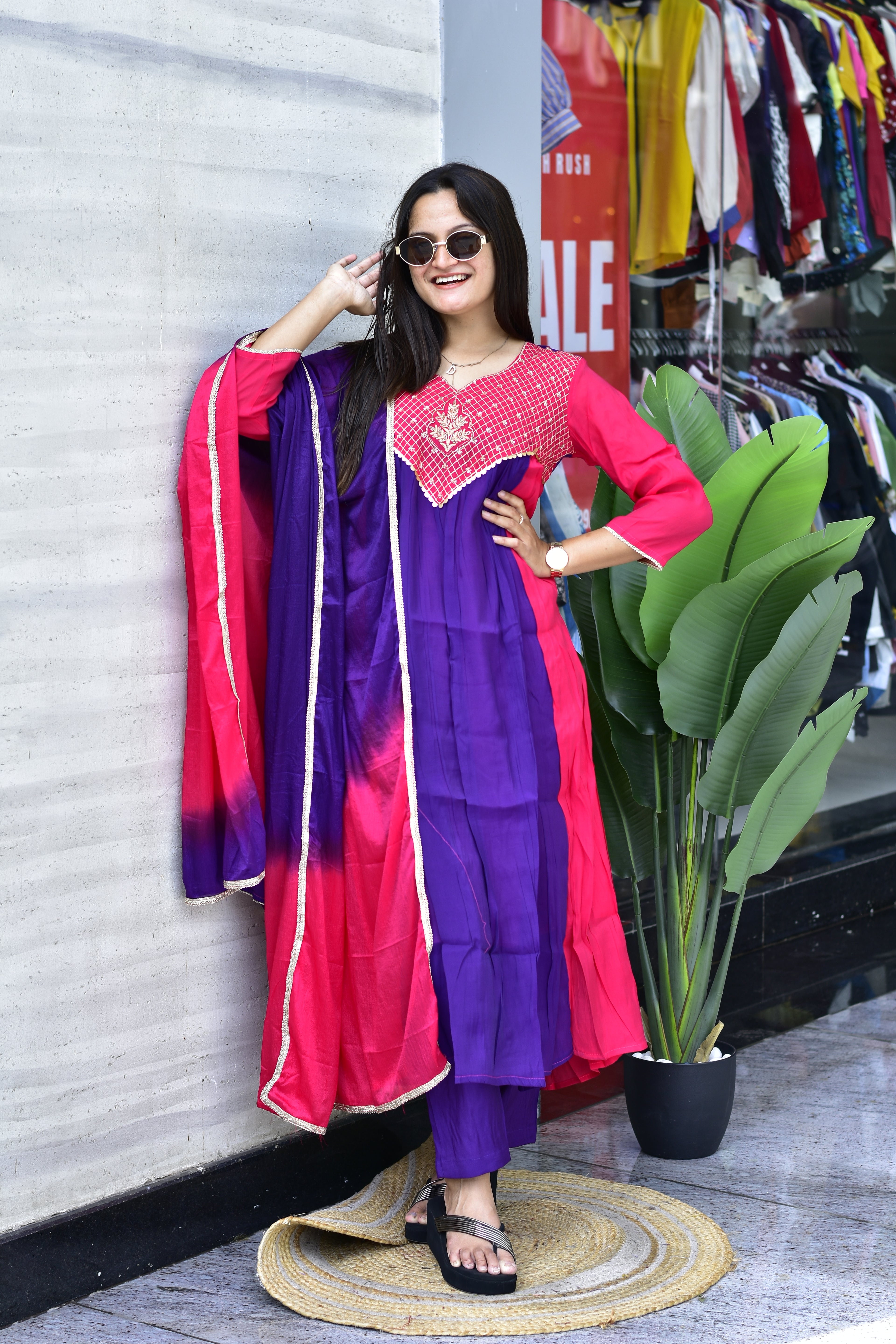 MAL CHANDERI SILK FLARED KURTI