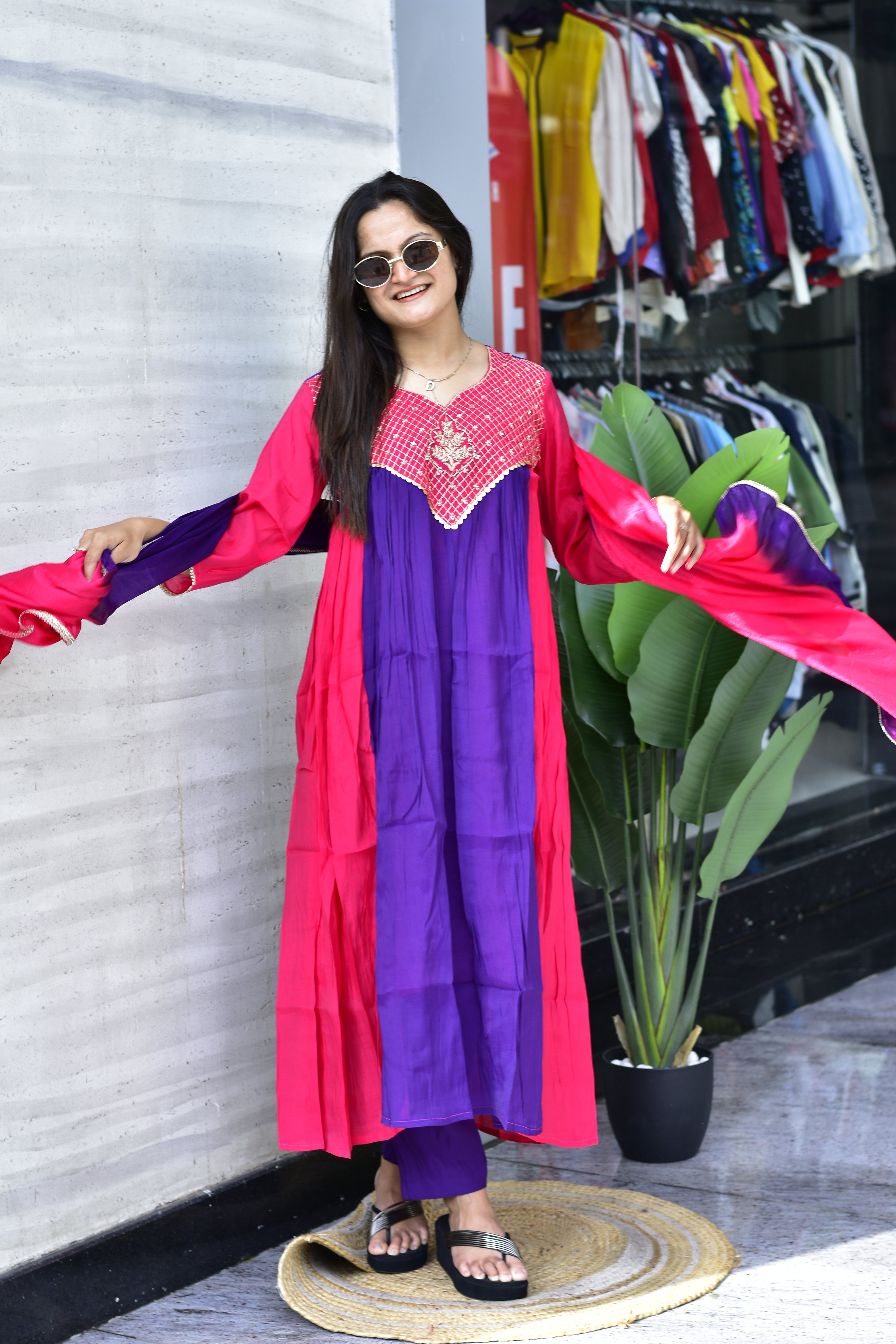 MAL CHANDERI SILK FLARED KURTI