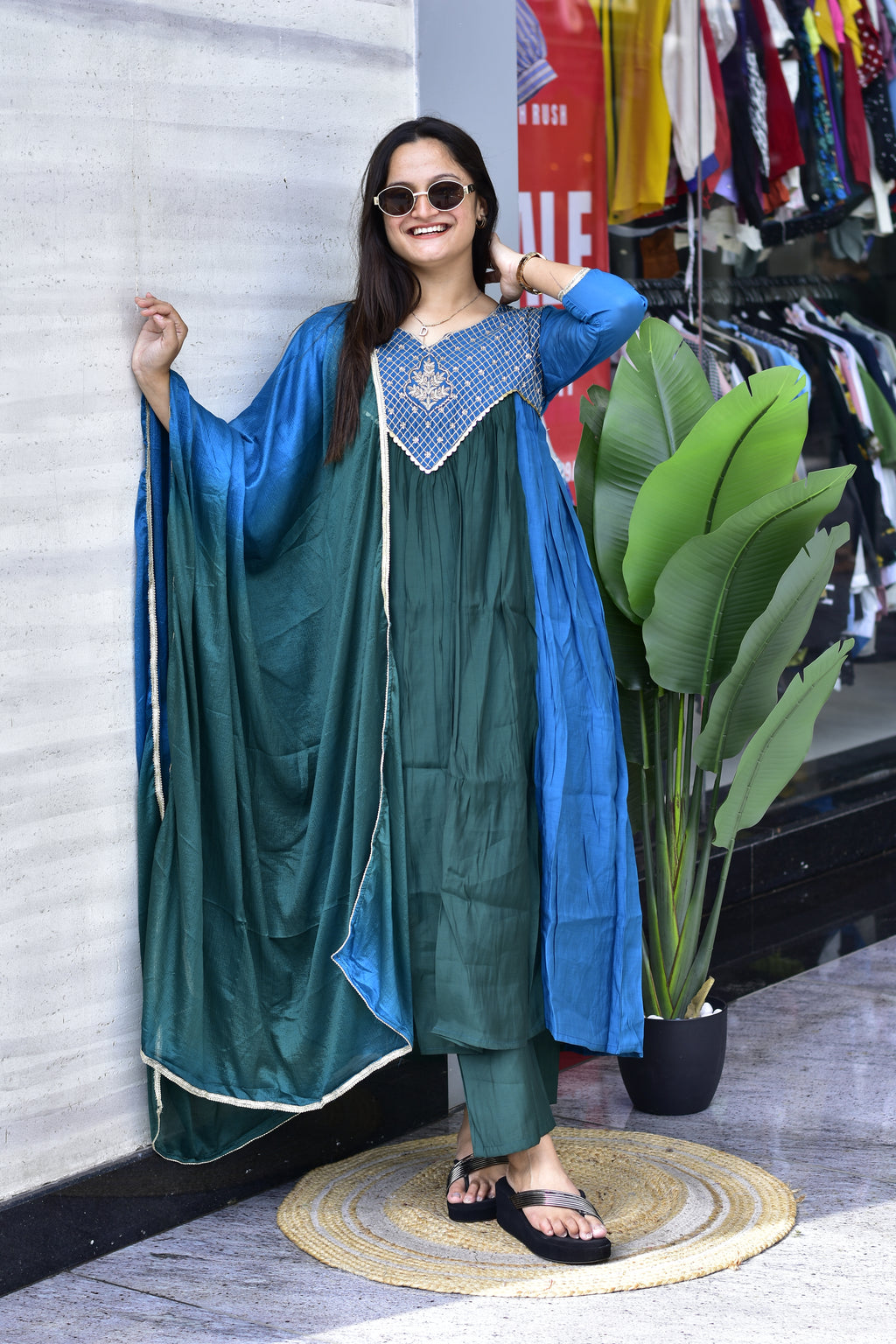 MAL CHANDERI SILK FLARED KURTI