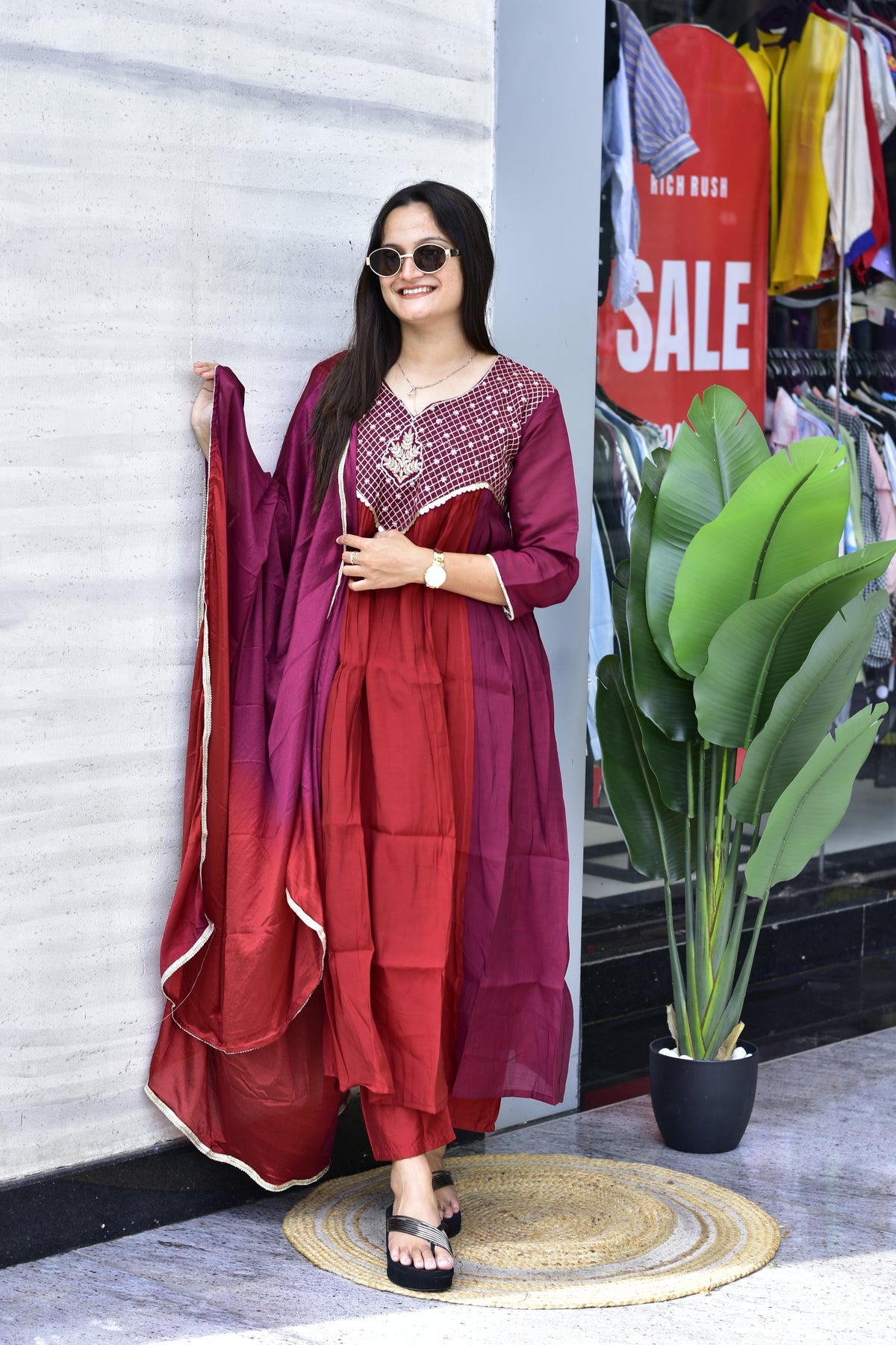 MAL CHANDERI SILK FLARED KURTI