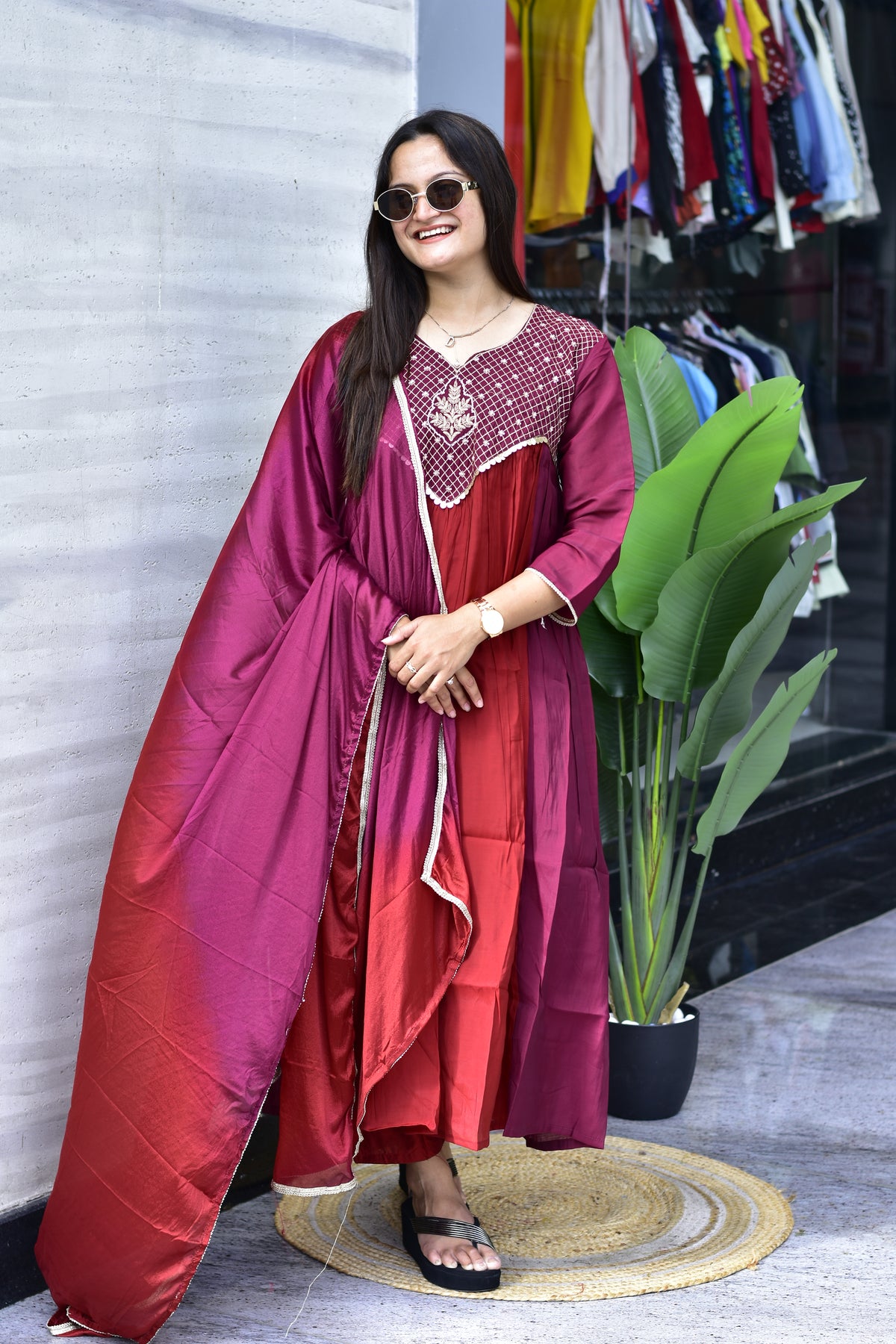 MAL CHANDERI SILK FLARED KURTI