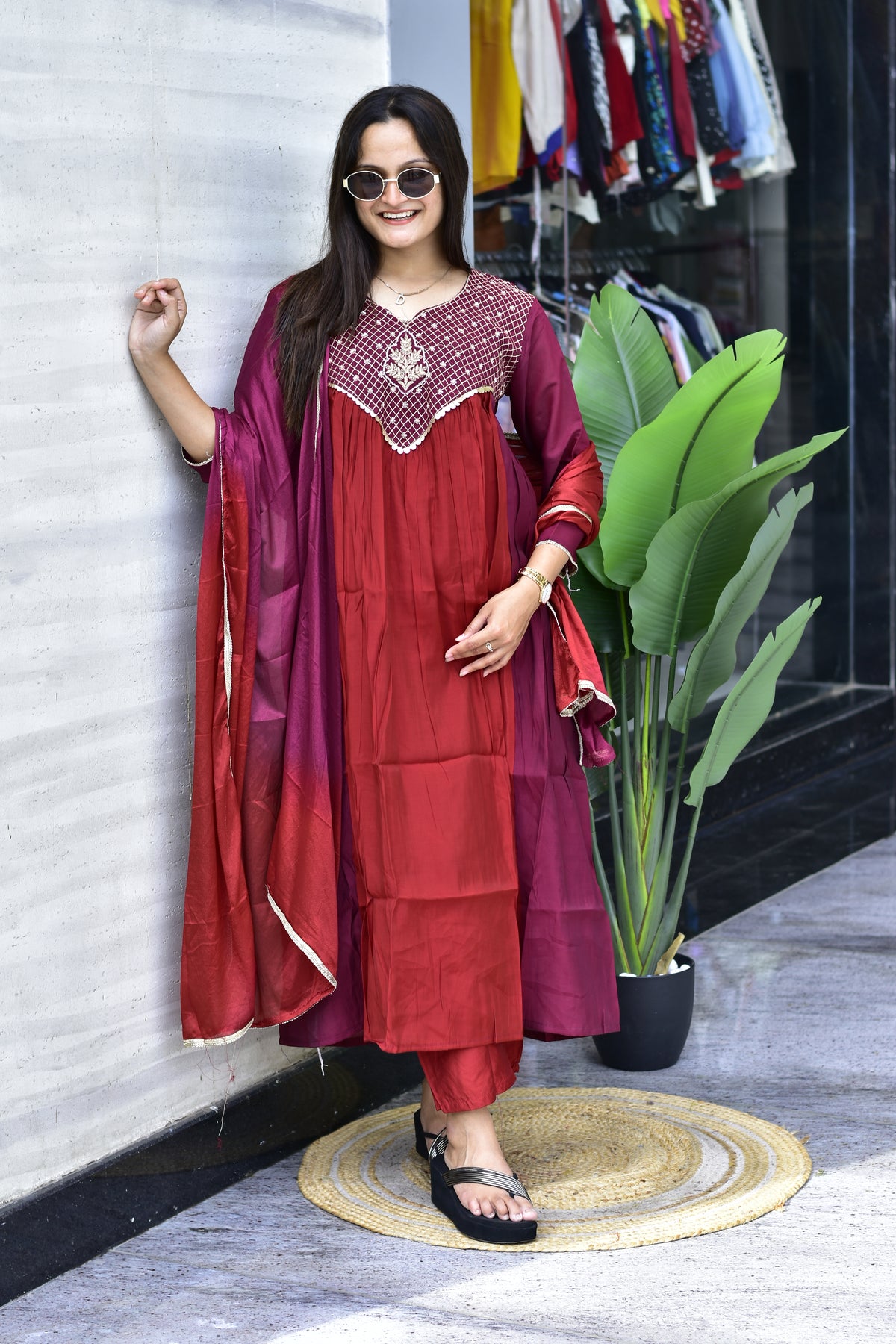 MAL CHANDERI SILK FLARED KURTI