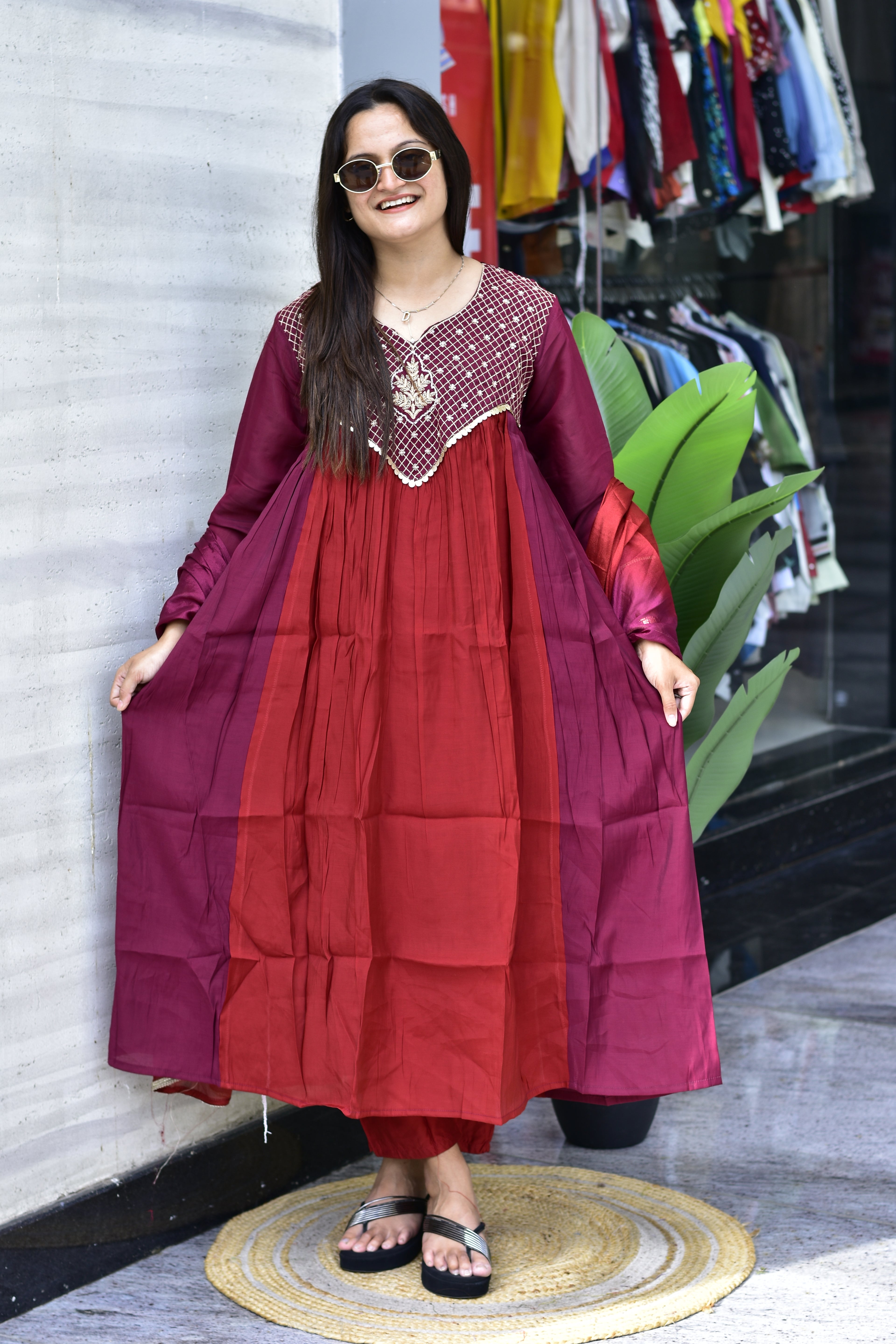 MAL CHANDERI SILK FLARED KURTI