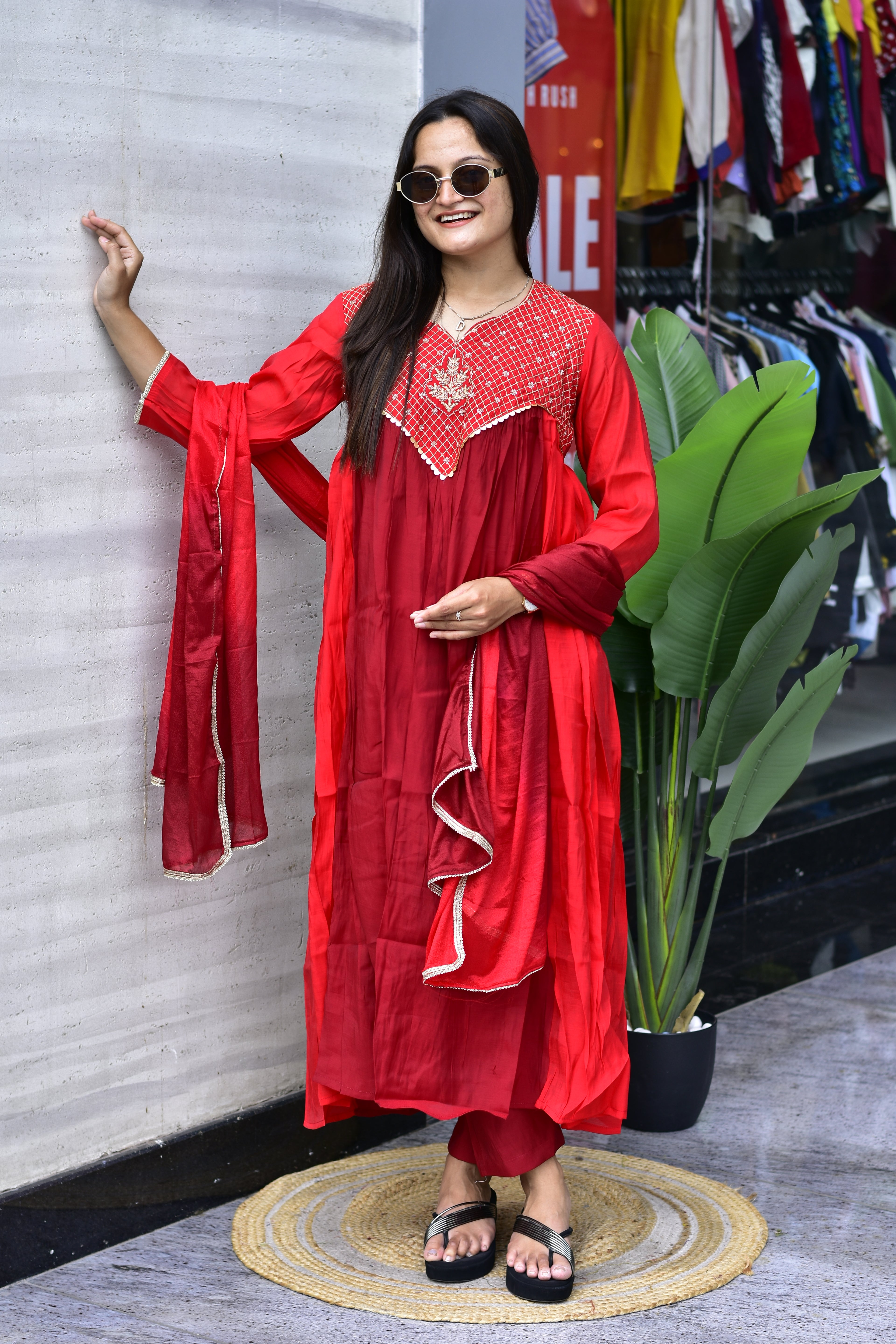 MAL CHANDERI SILK FLARED KURTI