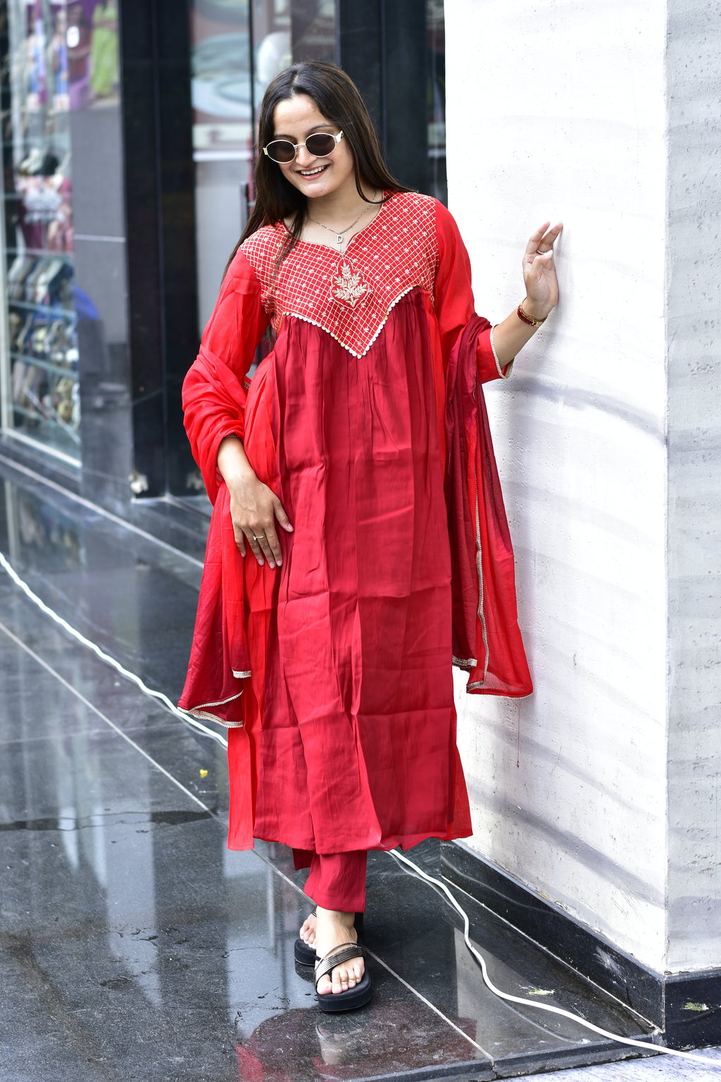 MAL CHANDERI SILK FLARED KURTI