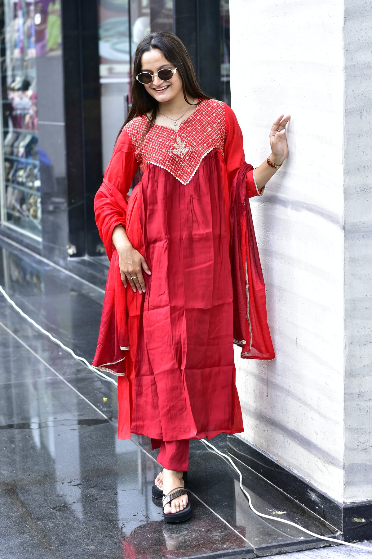 MAL CHANDERI SILK FLARED KURTI