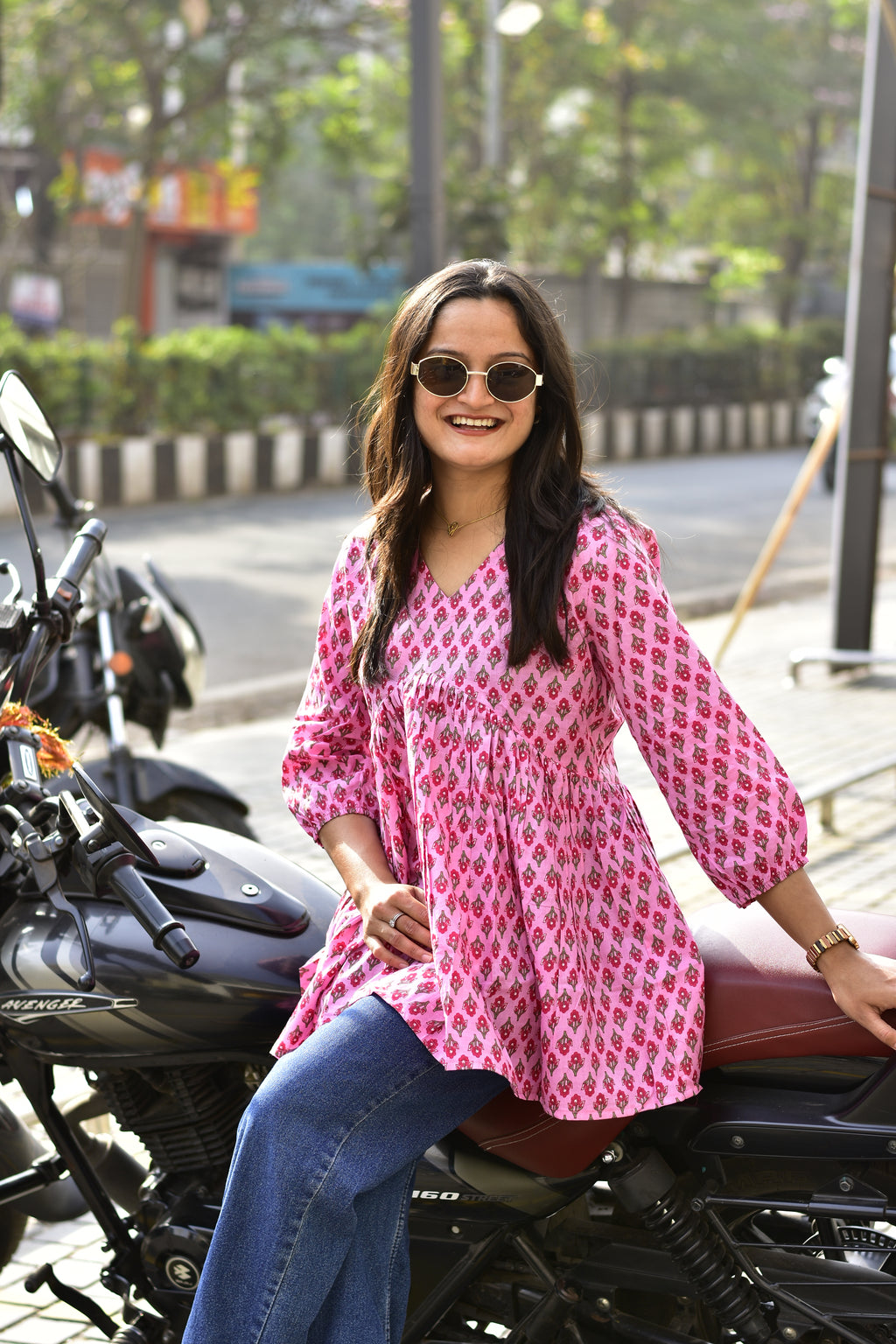 JAIPURI COTTON TUNIC |  V-Neck